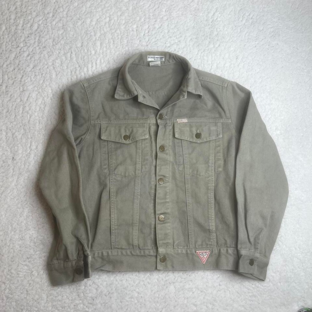 Vintage guess jeans‎ George's Marciano men's grey green wash cropped jacket S